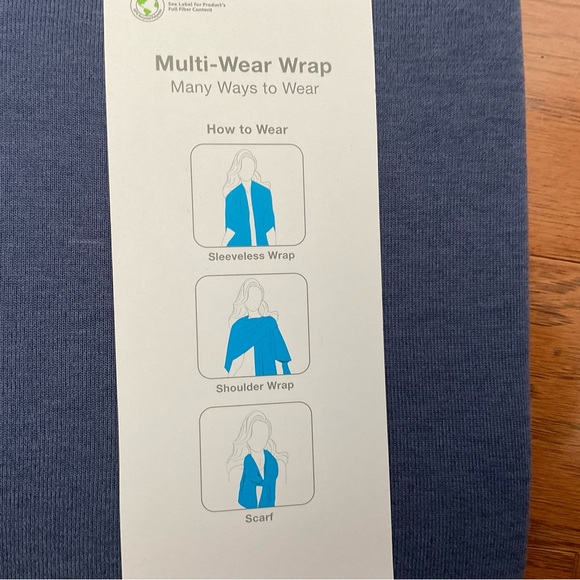 NWT Time and Tru Blue Multi Wear Knit Wrap Scarf Shoulder Wrap Belt Cinch - Picture 2 of 4